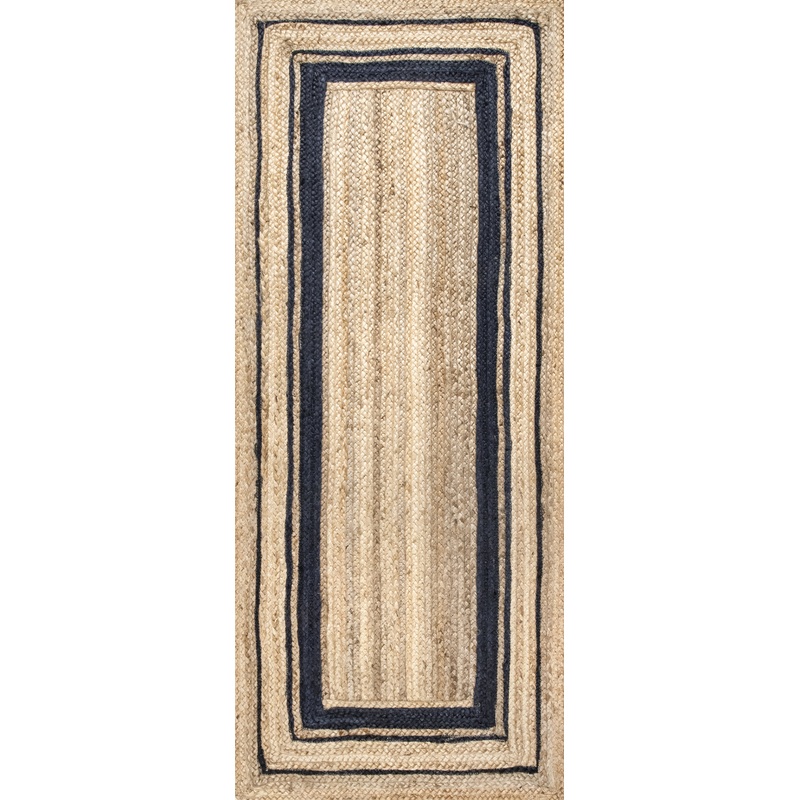 Jute Braided Saturn Border Rug | Navy