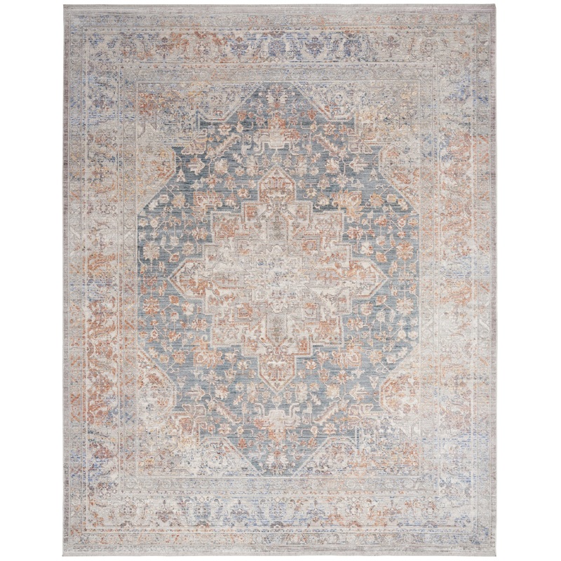 Nourison Elegant Heirlooms 7’10” x 10′ Ivory Blue Vintage Indoor Rug