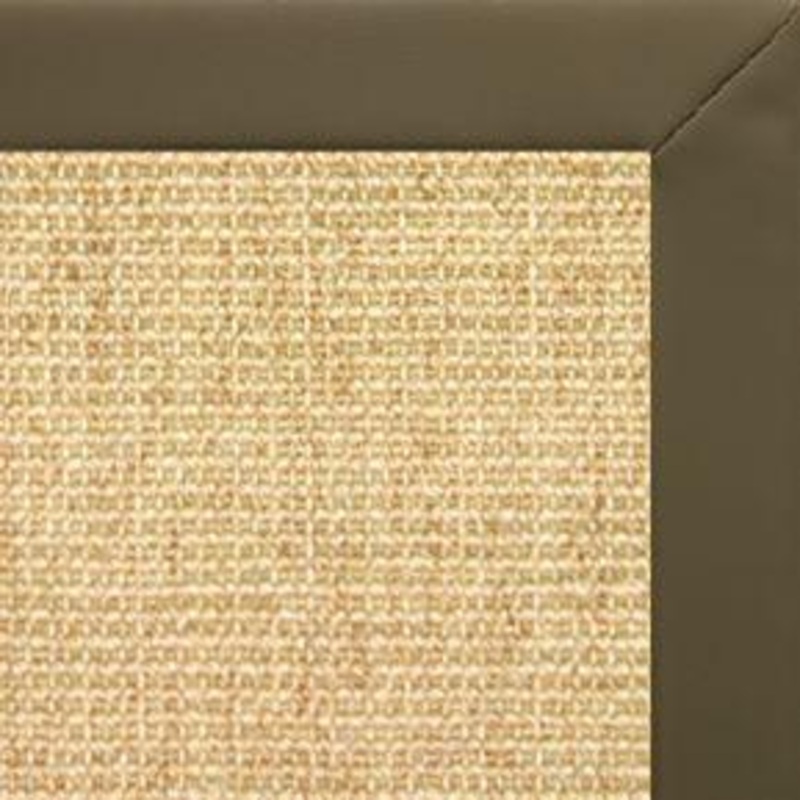 Sand Sisal Rug with Moss Faux Leather Border