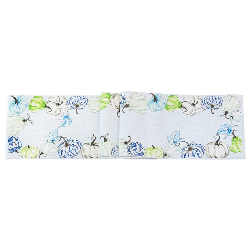 72″ Long Chinoiserie Pumpkins Cotton Table Runner