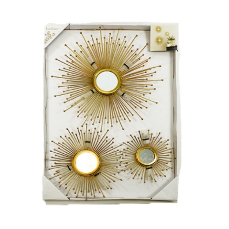 Dcor Mirror Wall Art 3PC Set -Starburst 28x20in