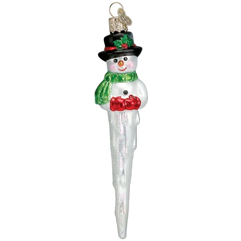 Old World Christmas Glass Blown Icicle Snowman Ornament