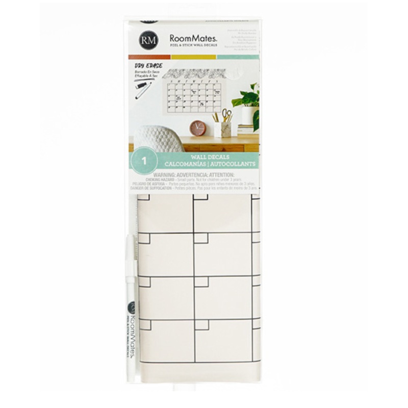 Blush Peony Monthly Calendar Dry Erase Wall Decal 13x5in