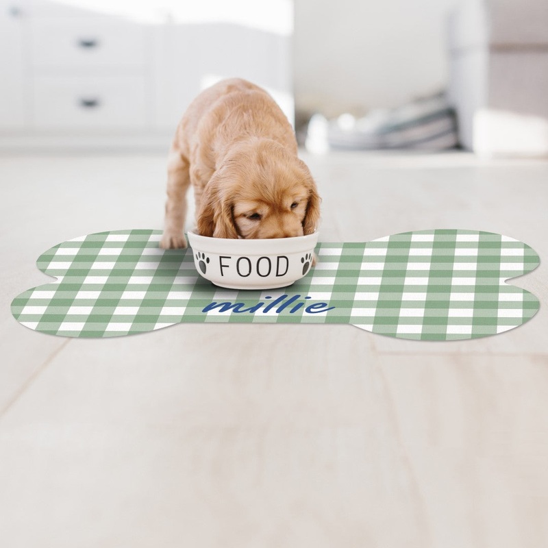 Custom Betty Bone PetFlat | Gingham Green – Premium Vinyl Mat