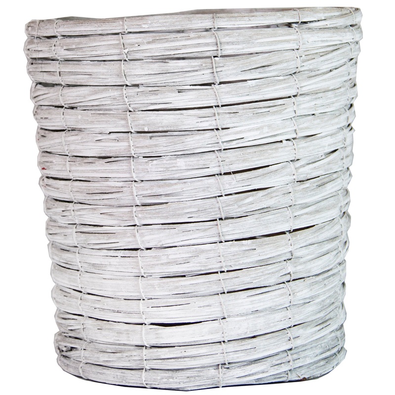 Gardener Select 7 in. White Wood Weaved Basket with Liner