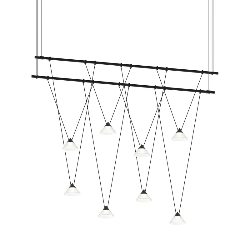 Suspenders 1-Tier Linear Etched Glass Cone LED Chandelier