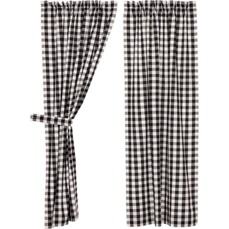 Annie Buffalo Black Check Short Panel Set of 2 63×36