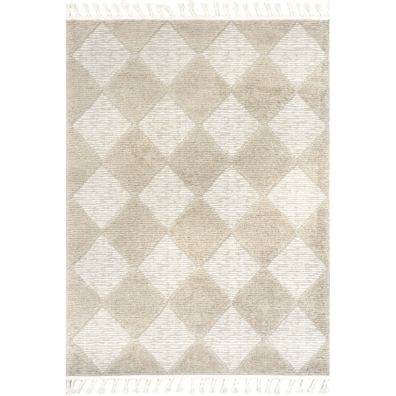 Aylin Diamond Tasseled Rug | Beige