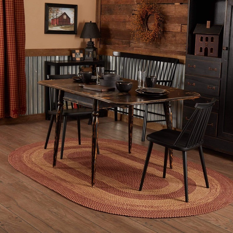 Burgundy Tan Jute Rug Oval w/ Pad 60×96