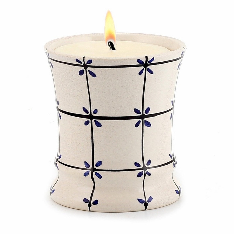 DERUTA CANDLES: Deluxe Cup Candle ~ Deruta Blu Stella Design