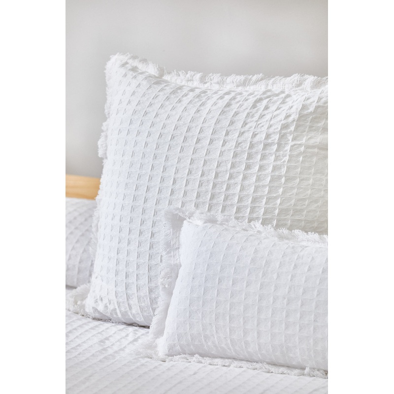 Funda de cojn nido de abeja blanco Panal