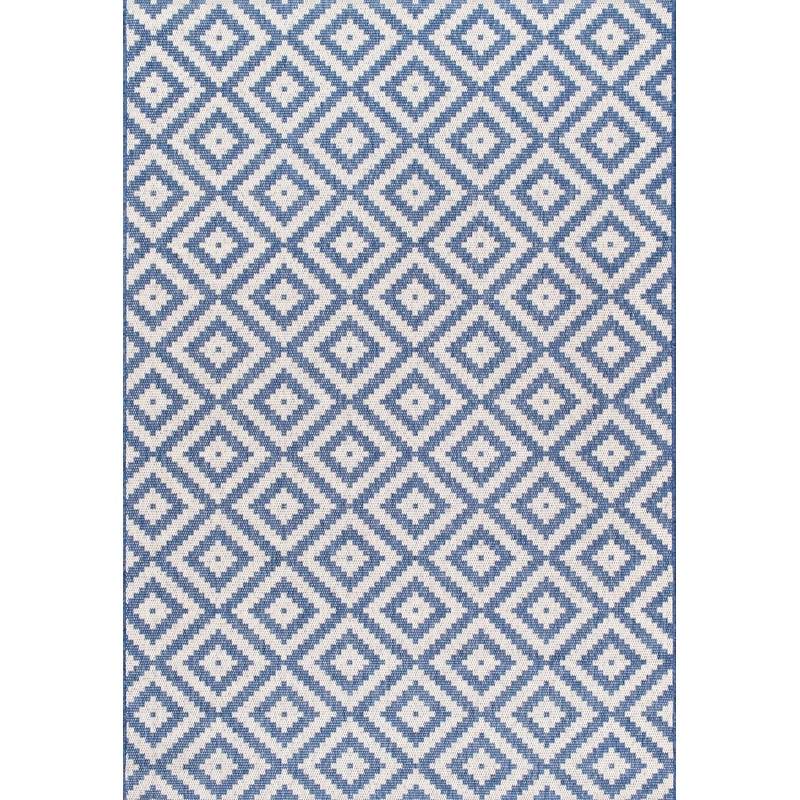 Indoor/Outdoor Diamond Trellis Rug | Blue