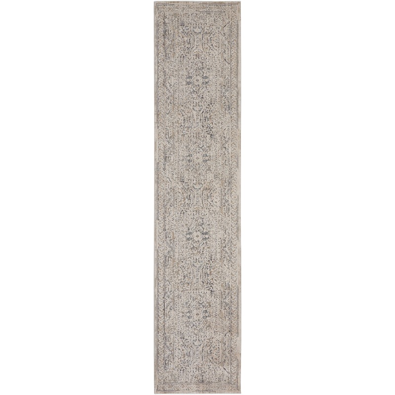 Nourison Lynx 2’3″ x 10′ Ivory/Grey/Blue Vintage Indoor Rug