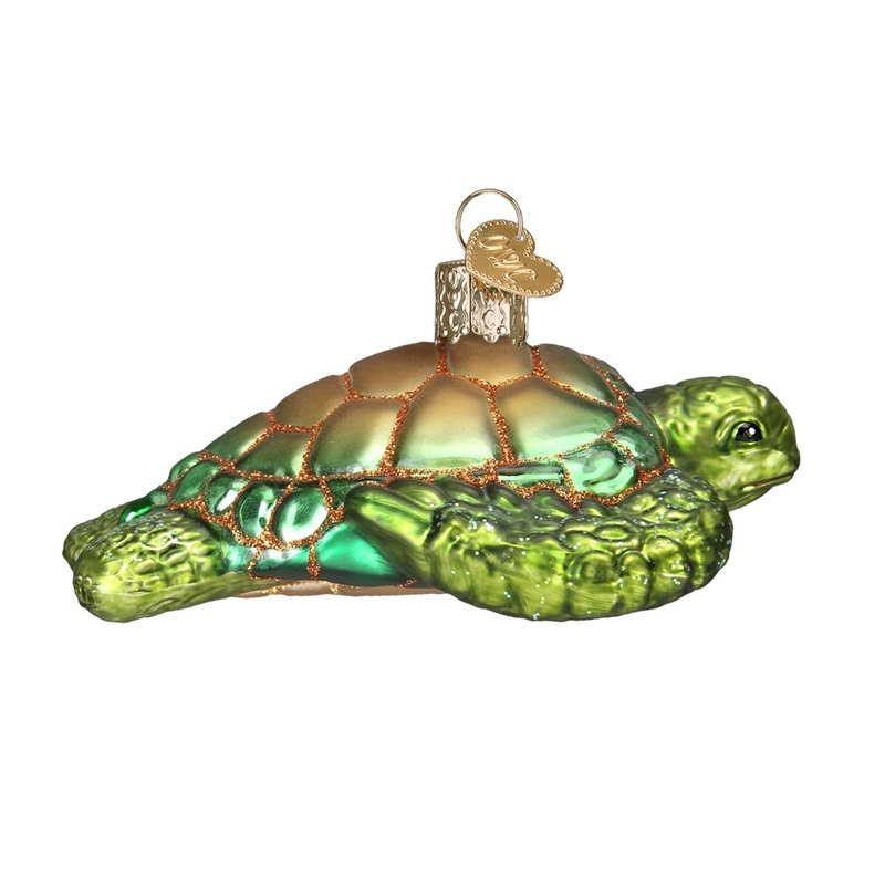 Old World Christmas Ornaments Glass Blown Ornaments, Green Sea Turtle