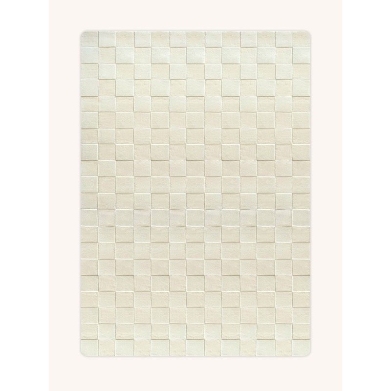 Rug CHECKERBOARD Off White 3.9 x 5.9 ft
