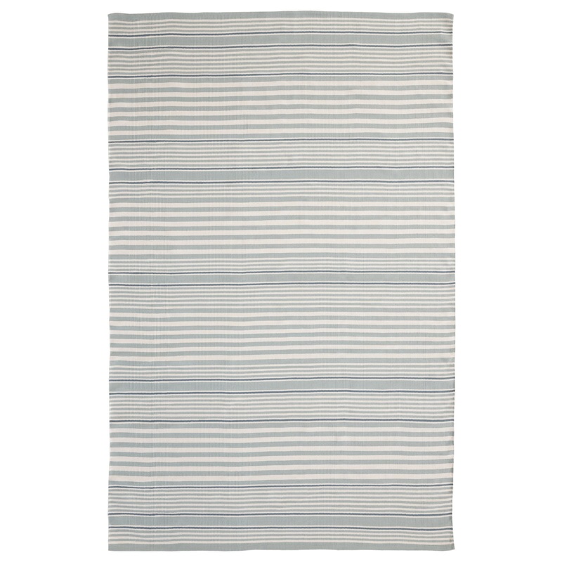 Rugby Stripe Handwoven Indoor/Outdoor Rug | Light Blue