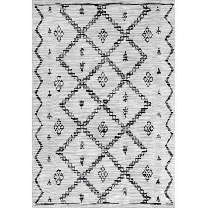 Beatrice Washable Trellis Rug | Ivory