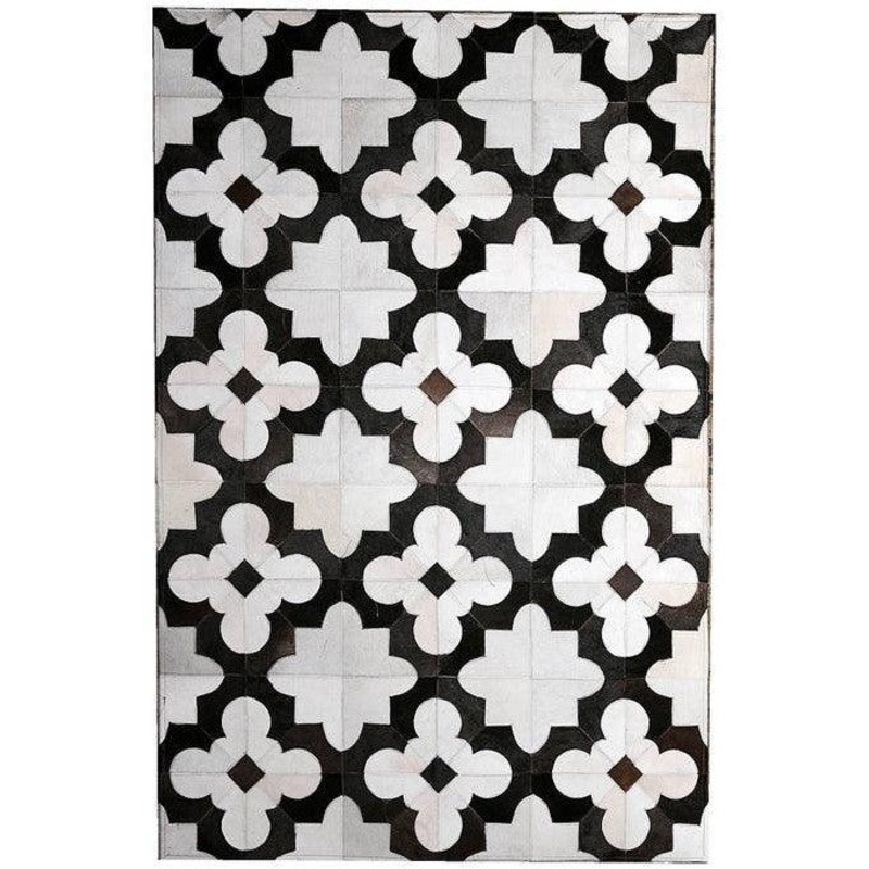 Poshrug Brown White Contemporary Cowhide Rug