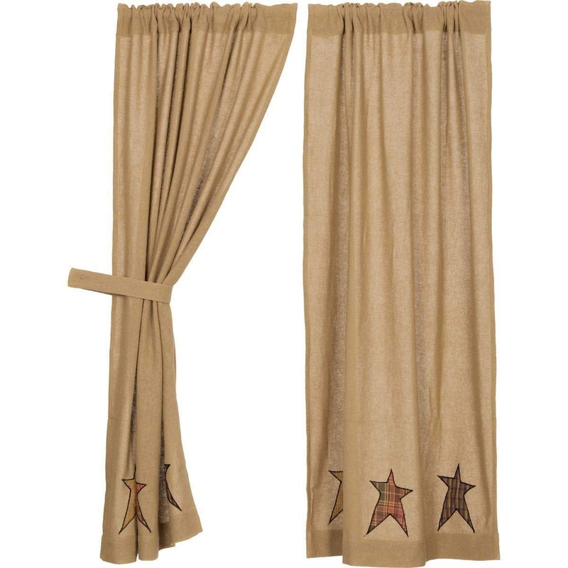Stratton Burlap Applique Star Short Panel Set of 2 63×36