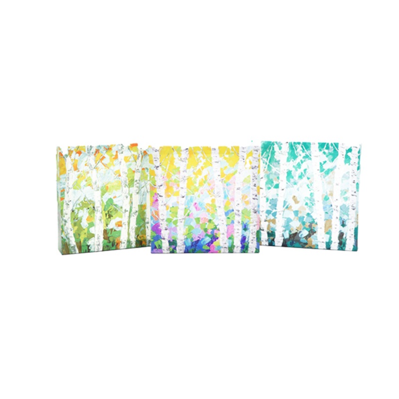 Wall Art 3PC Colorful Birch 8X8″