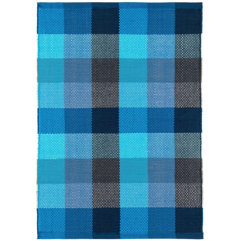 Happy Plaid Handwoven Indoor/Outdoor Rug | Blue