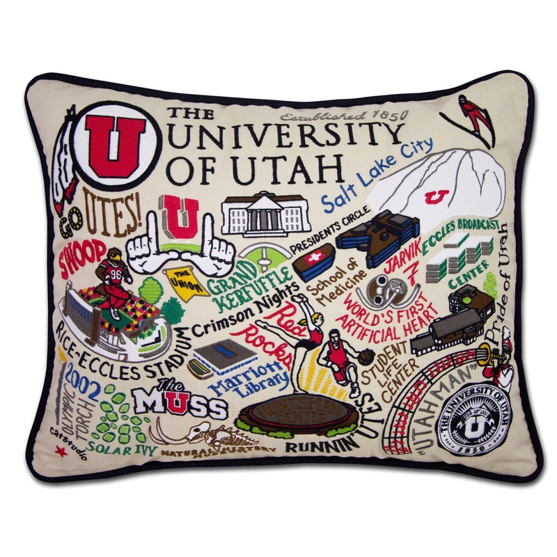 Utah, University of Collegiate Embroidered Pillow