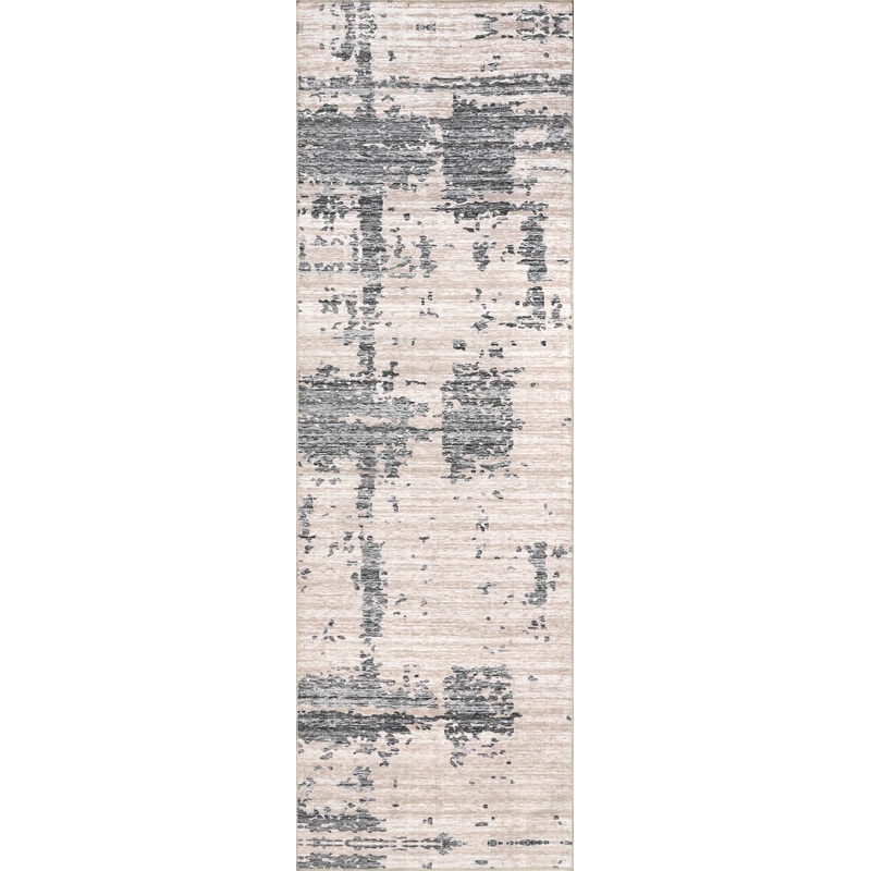 Abstract Washable Rug | Grey
