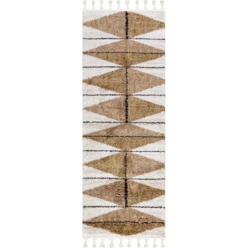 Alexia Diamond Tasseled Rug | Light Brown