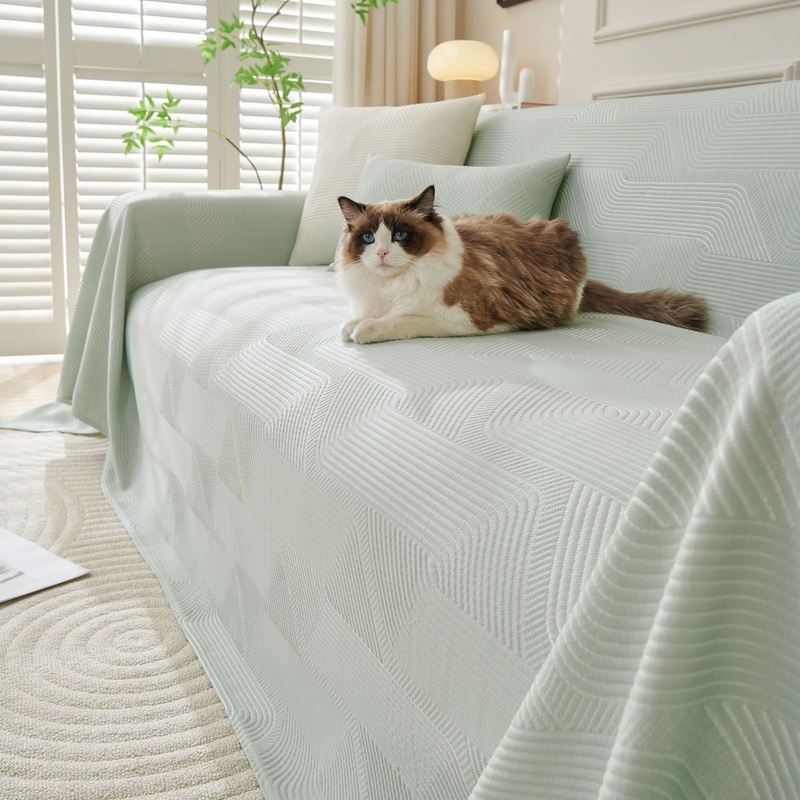 Cooling Geometric Modern Multi-Color Checkered Soft Pet-Friendly Durable Sofa Cover  Minimalist Plush Hassle-Free Throw Couch Protector