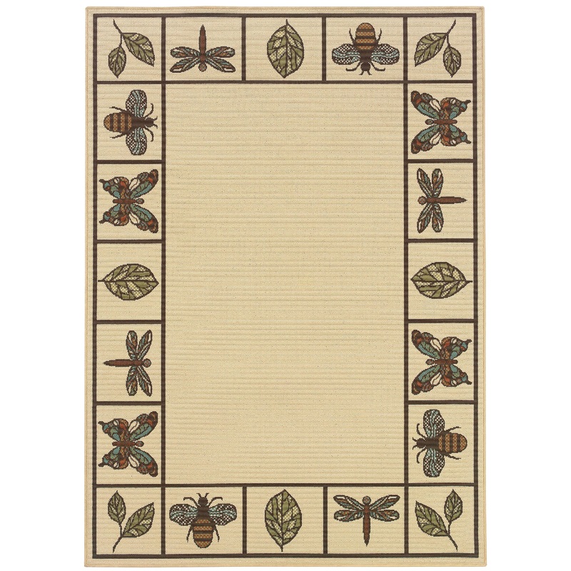 Montego Ivory Brown Casual Botanical Indoor/Outdoor Rug