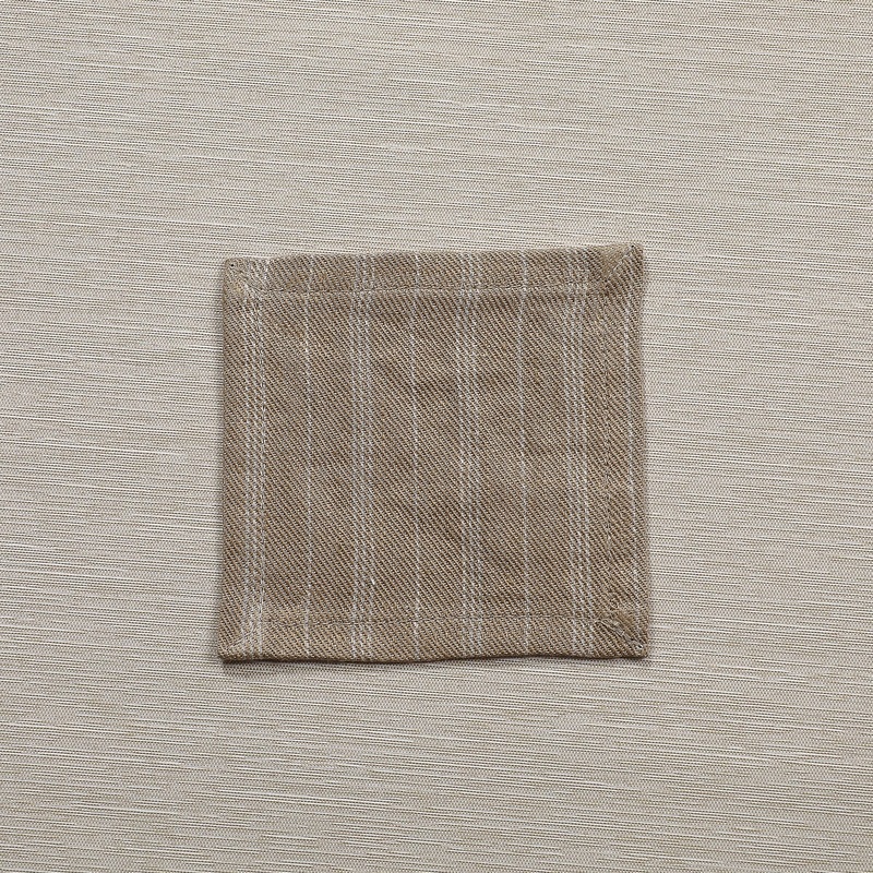 Beige linen stripe coaster