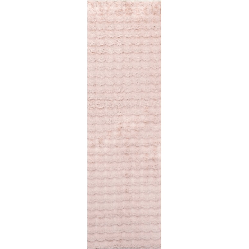 Ivana Checkered Plush Cloud Washable Rug | Blush