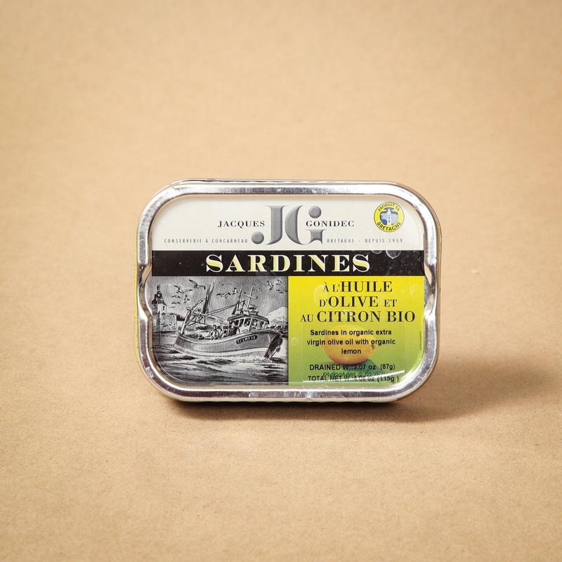 Jacques Gonidec Sardines in Organic Olive Oil with Lemon 115g