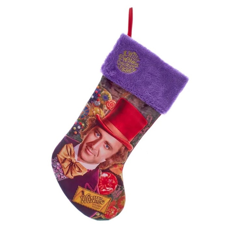 Kurt Adler Polyester Willy Wonka Christmas Stocking with Plush Cuff, 19″