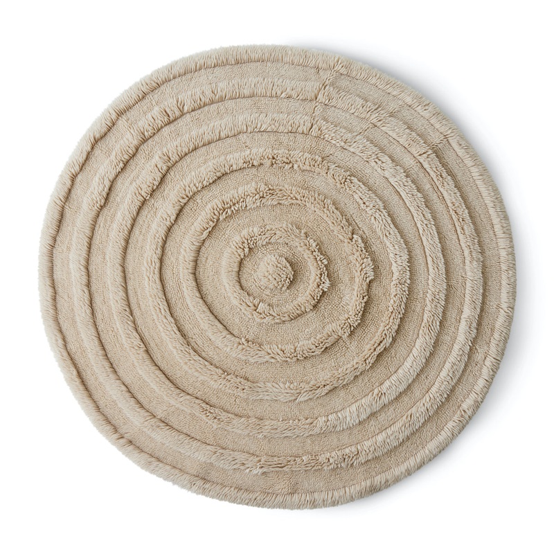 Round Woolen Rug,  Cream, 150cm