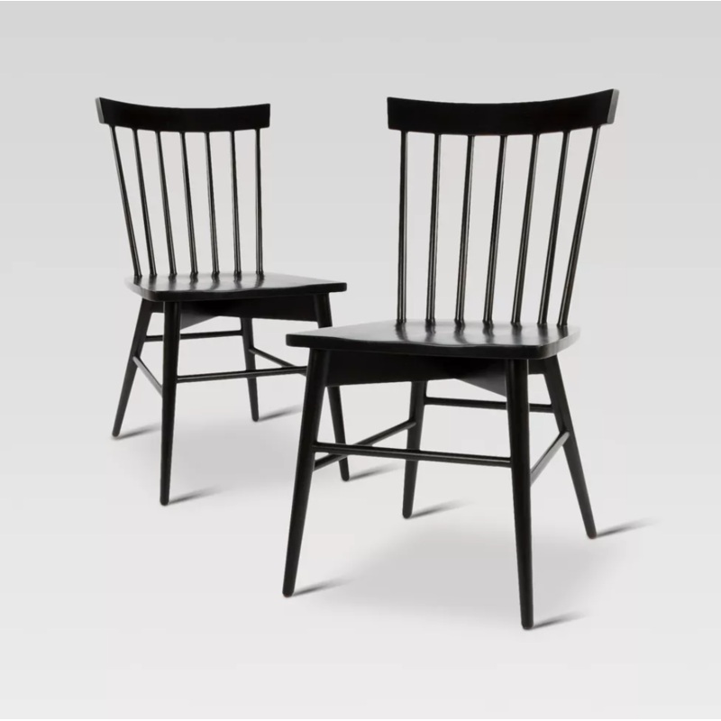Set of 2 Windsor Curved Dining Chair – Black