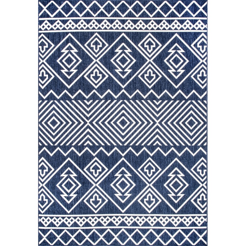 Striped Indoor/Outdoor Flatweave Rug | Blue