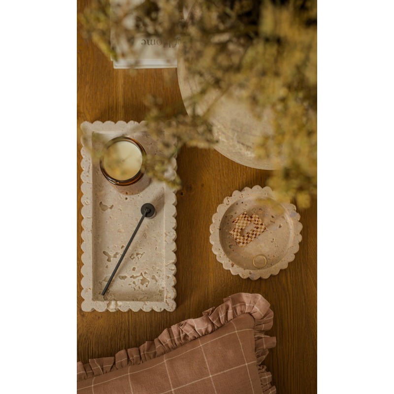 Travertine Scallop Rectangular Tray
