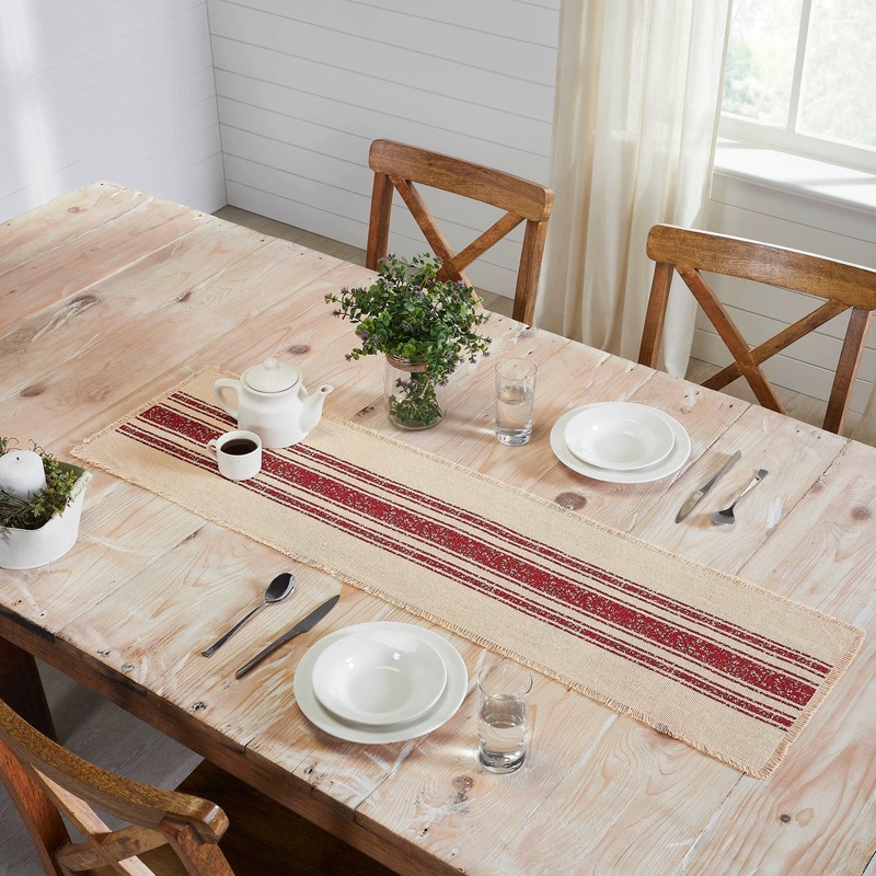 Yuletide Burlap Red Stripe Runner 12×48