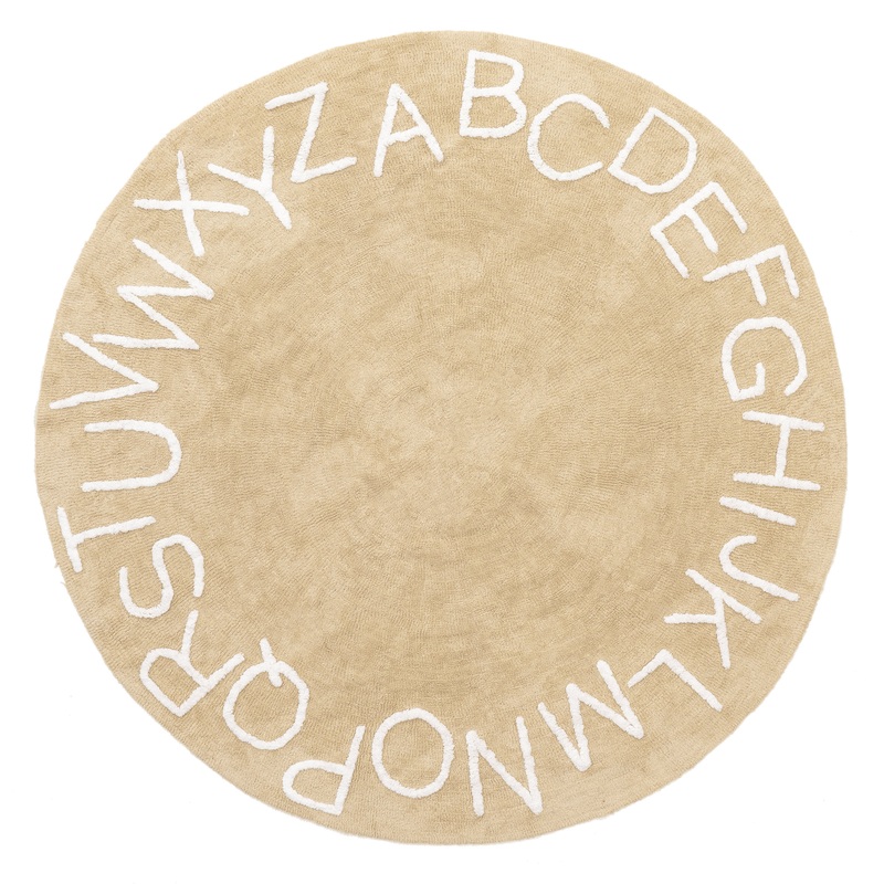 Alphabet Nursery Washable Rug | Tan