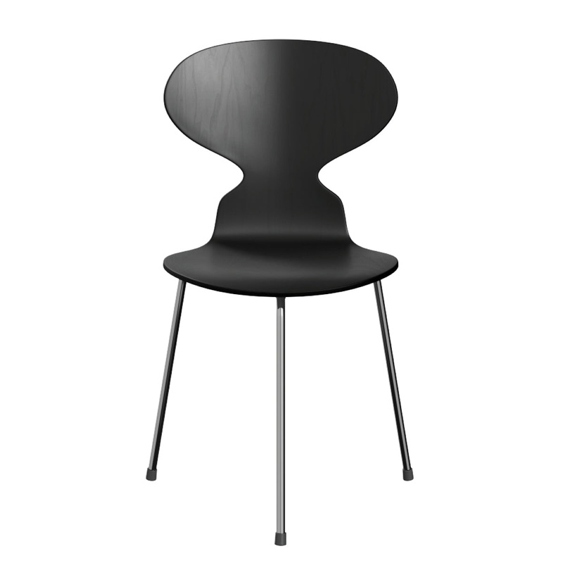 Arne Jacobsen Ant Chair – Three Legs, Ash Black / Chrome Base