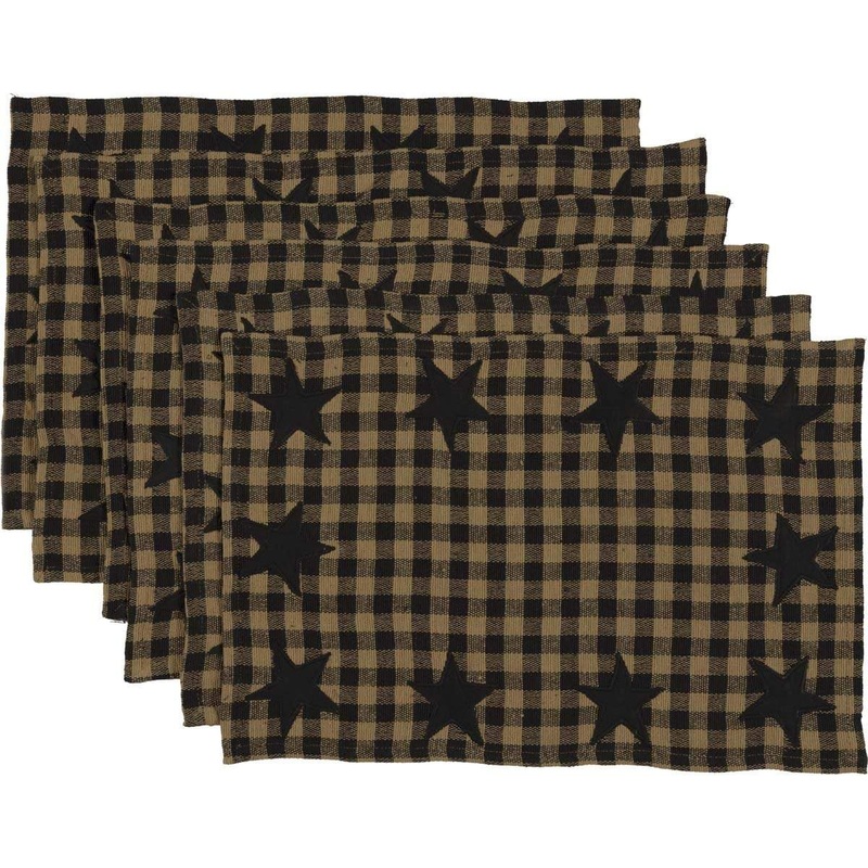 Black Star Placemat Set of 6 12×18