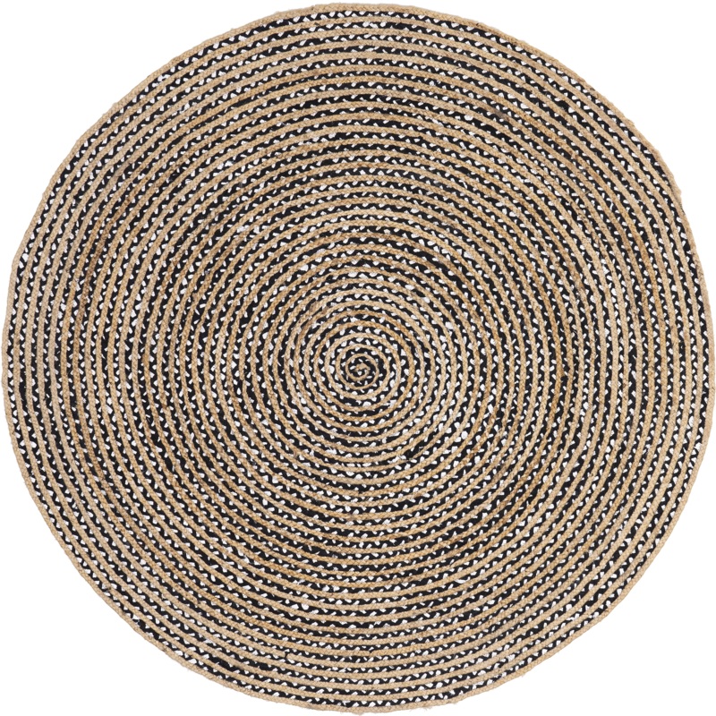 Jute and Cotton Pinstripes Rug | Black