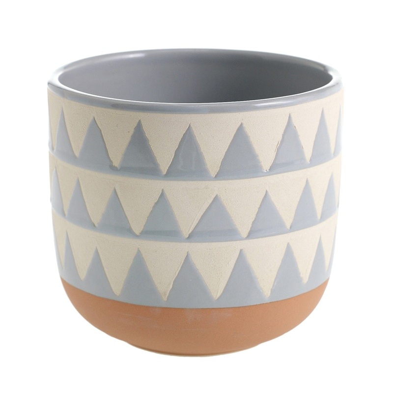 Sully Blue and White Geometric Pot