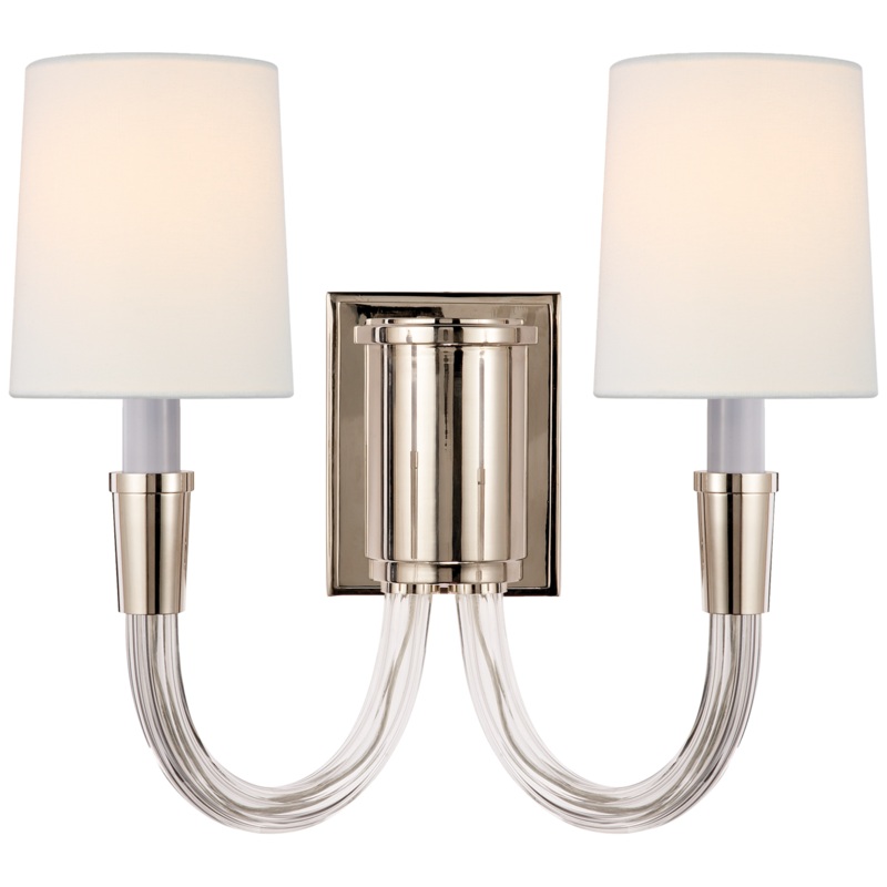 Vivian Double Sconce with Linen Shades