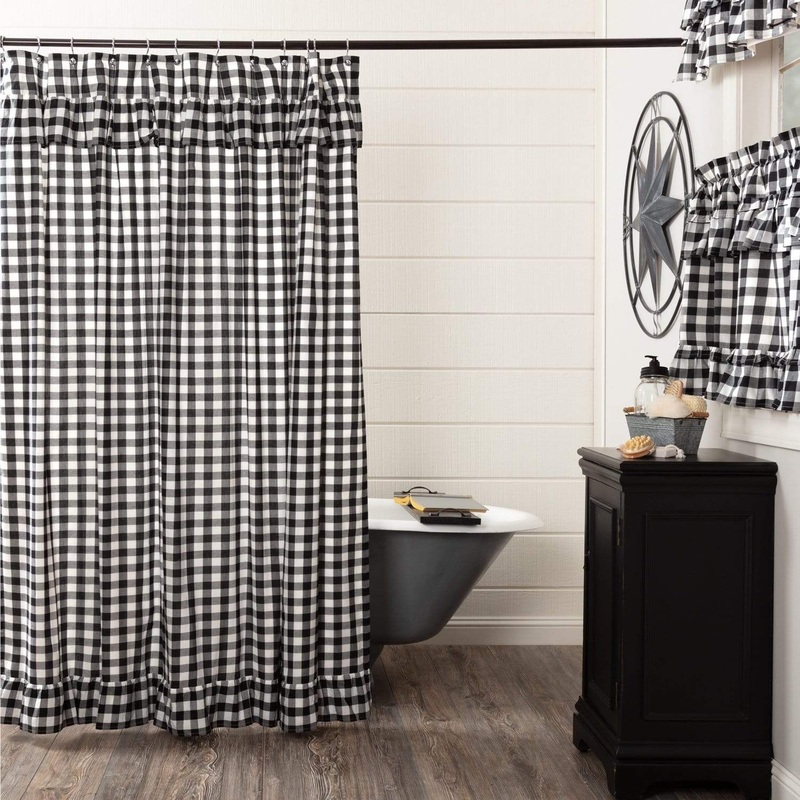 Annie Buffalo Black Check Ruffled Shower Curtain 72×72
