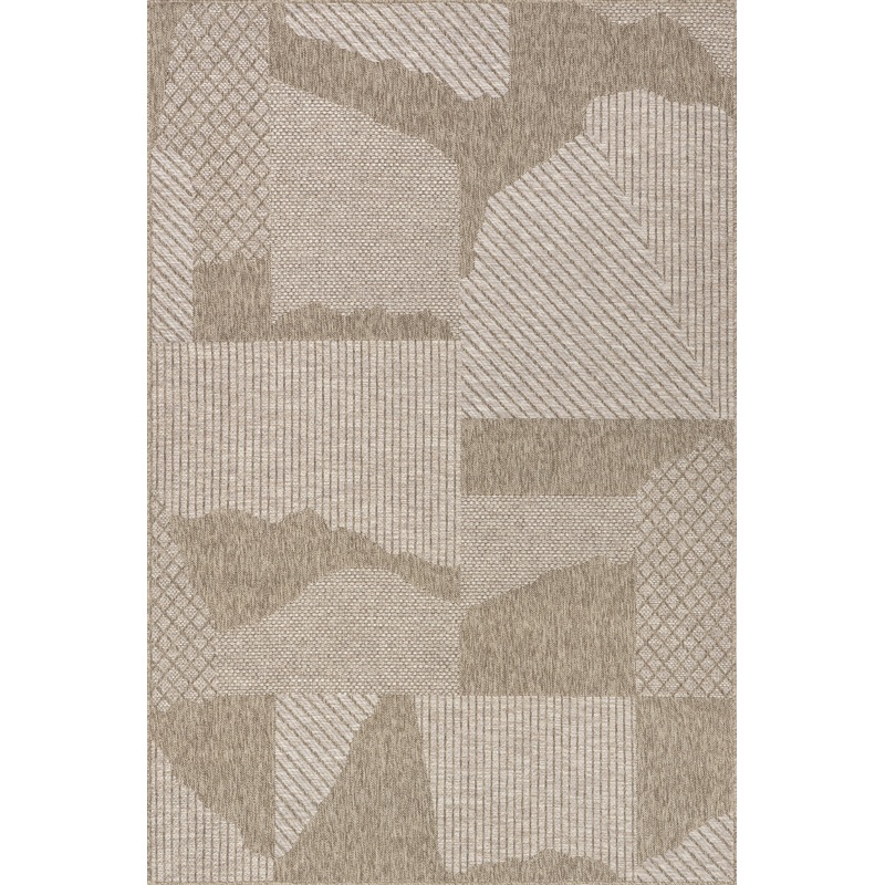Ansley Abstract Collage Indoor/Outdoor Rug | Tan