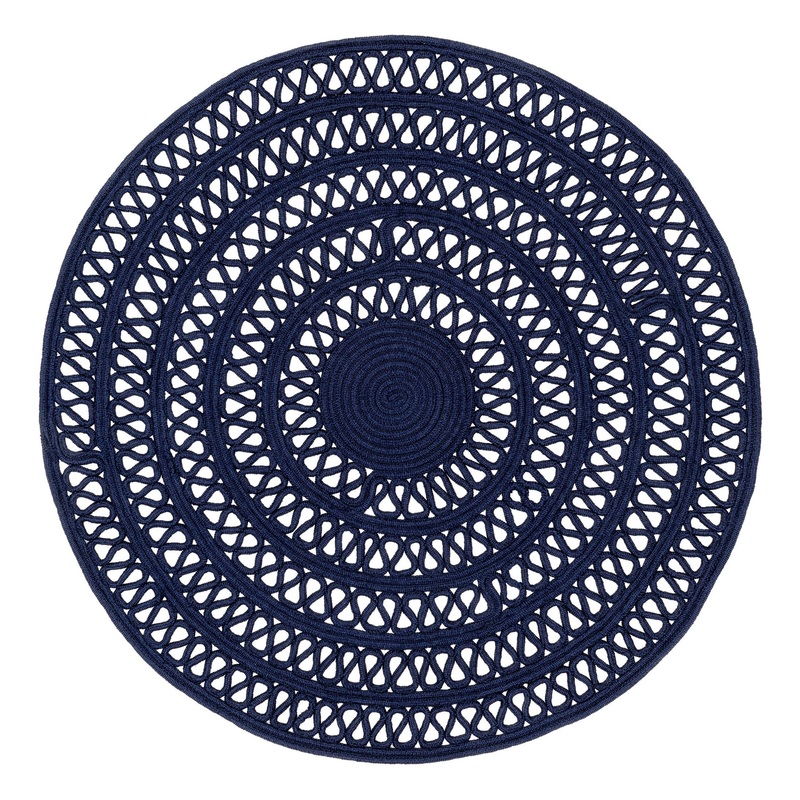 Bowline Handwoven Indoor/Outdoor Round Rug | Navy