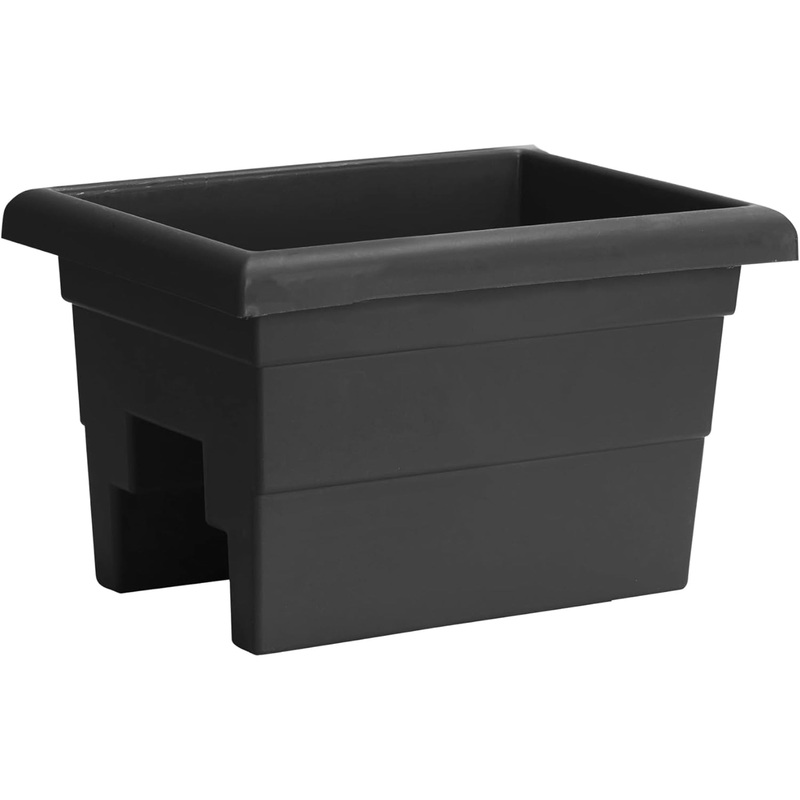 Novelty Countryside Weather Resistant Rail Planter, Black, 16″