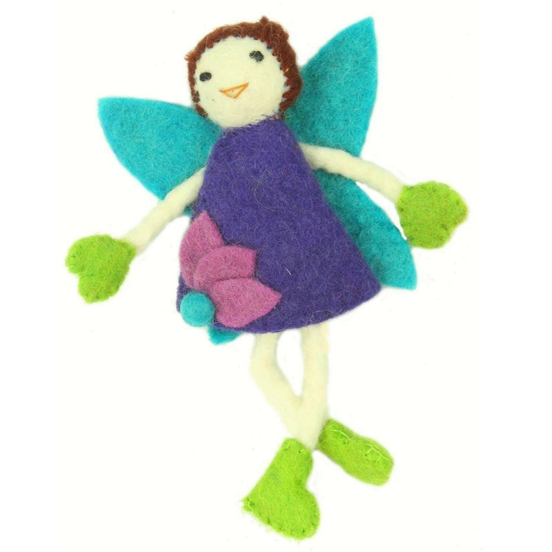 Hand Felted Tooth Fairy Pillow – Brunette with Purple Dress – Global Groove